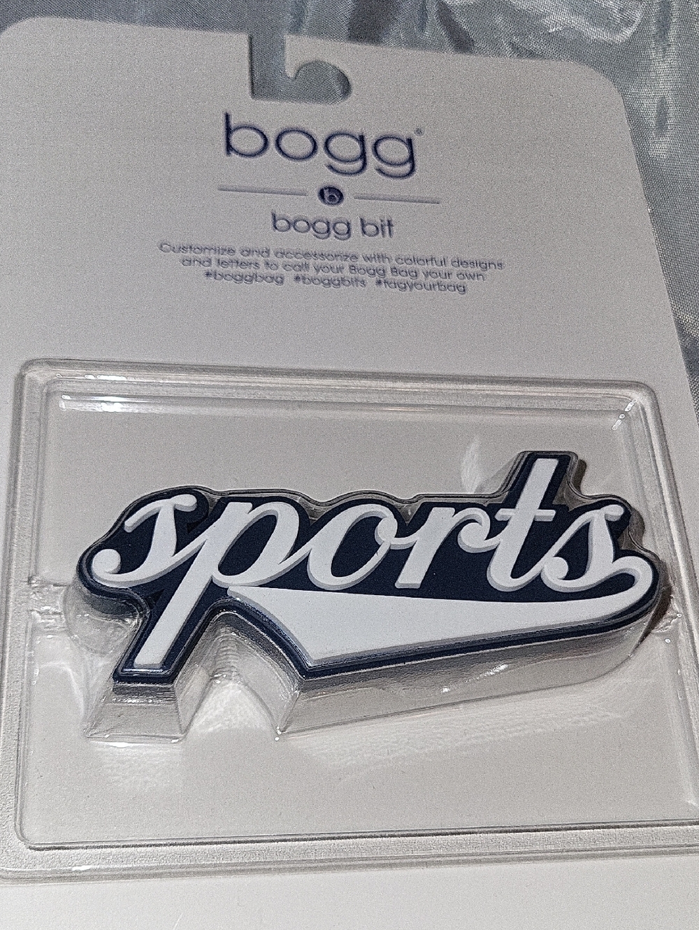 BOGG BAG Sports Script Charm in Navy and White Bogg Bit Ls